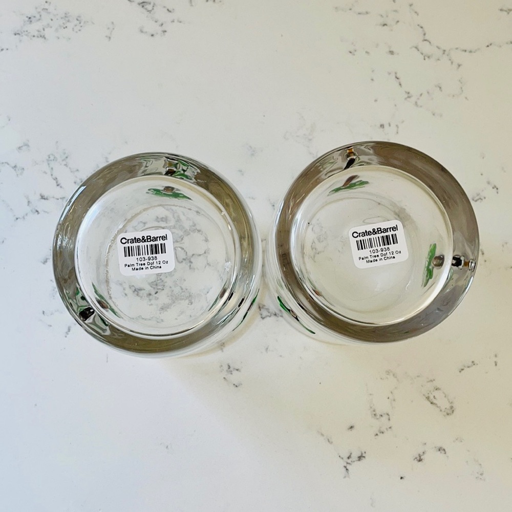 Crate&barrel 🌴Palm Tree Old-Fashioned Glasses - Picture 7 of 12